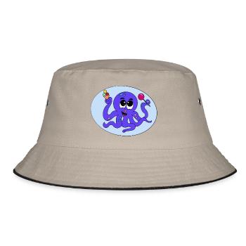 Süßer Oktopus – niedliches Meeresmotiv - Bucket Hat - Khaki/Schwarz - Vorne