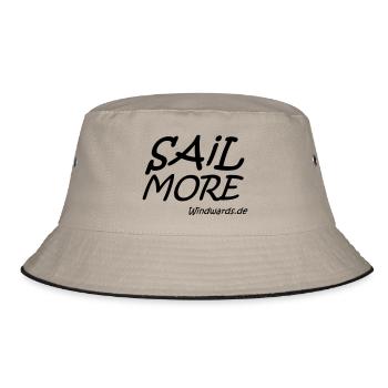 sail more work less motiv - Bucket Hat - Khaki/Schwarz - Vorne