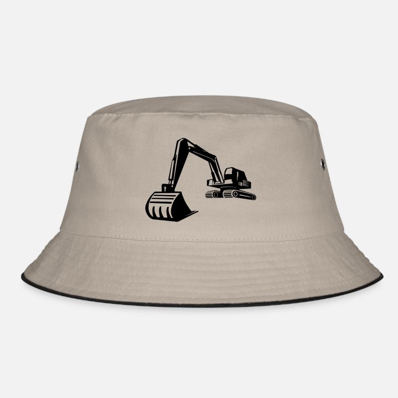 Excavator Silhouette, Precise Design for Bucket Hat