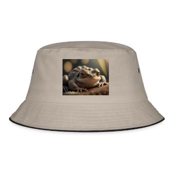 Cute animals doing hibernation – toad - Bucket Hat - khaki/black - Front