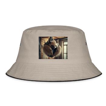 Niedliche Tiere chillen – Fledermaus - Bucket Hat - Khaki/Schwarz - Vorne