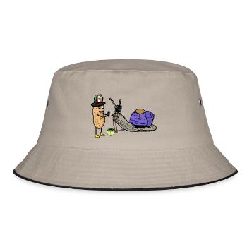 Erdnuss Schnecken Pferd Renner Rennpferd Pferde - Bucket Hat - Khaki/Schwarz - Vorne