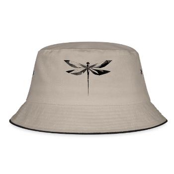 Geometrische Libelle - Bucket Hat - Khaki/Schwarz - Vorne
