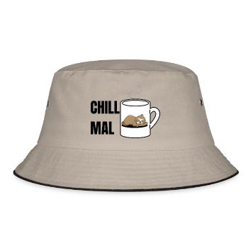 Chill mal - Bucket Hat - Khaki/Schwarz - Vorne