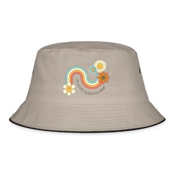Go with the flowers - Bucket Hat - Khaki/Schwarz - Vorne