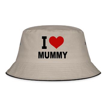 I love mummy - Bucket Hat - Khaki/Schwarz - Vorne