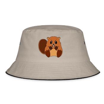 Biber - Bucket Hat - Khaki/Schwarz - Vorne