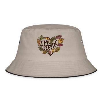 Leaf Peeping Fall Foliage Leaves - Bucket Hat - khaki/black - Front