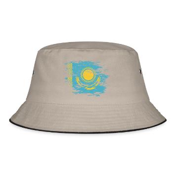 Kasachstan Flagge used - Bucket Hat - Khaki/Schwarz - Vorne