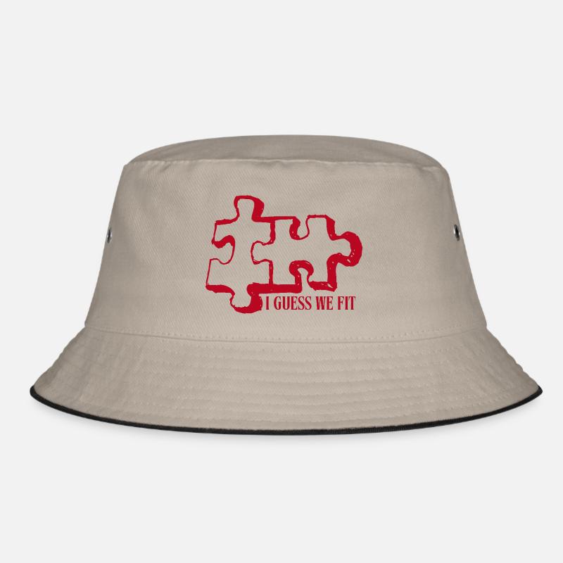 Puzzlestücke - Bucket Hat - Khaki/Schwarz