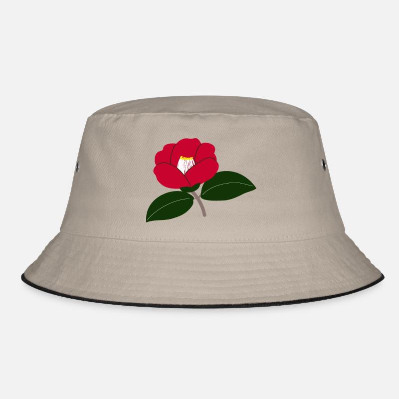 Rote Kamelienblüte Illustration2 Bucket Hat