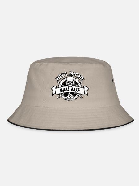 Heul nicht bau auf - Eight Ball - Billard Spieler - Bucket Hat - Khaki/Schwarz - Vorne