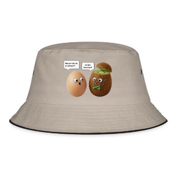 Kiwi und Ei Comedy Design - Bucket Hat - Khaki/Schwarz - Vorne