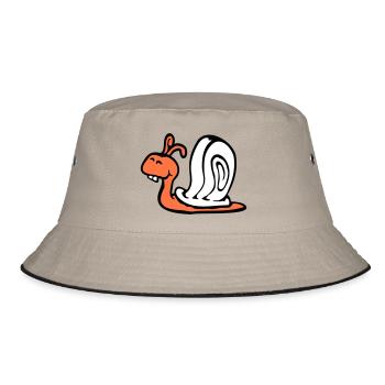 Schnecke Hasenzähne niedlich süß glücklich lustig - Bucket Hat - Khaki/Schwarz - Vorne