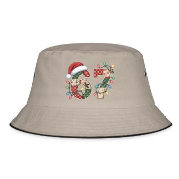 Lustige Xmas Zahl 67 mit Lichterkette - Bucket Hat - Khaki/Schwarz - Vorne