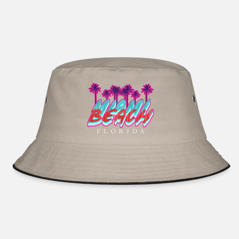 Beach Florida Neon Palms Bucket Hat