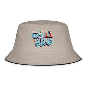 Chill Bro Cocktail Lettering - Bucket Hat - khaki/black - Front