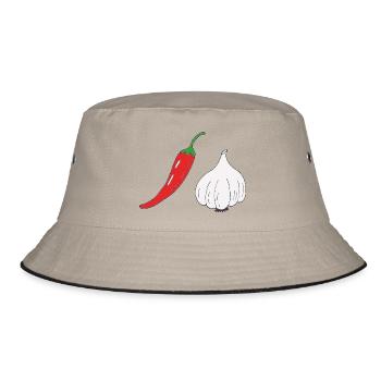 Chili and garlic duo - Bucket Hat - khaki/black - Front