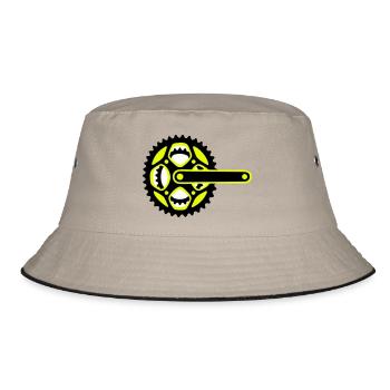 Bicycle Chainring Icon - Bucket Hat - khaki/black - Front