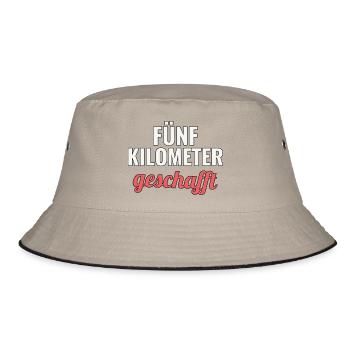 Erster Fünf Kilometer Lauf Geschenkidee - Bucket Hat - Khaki/Schwarz - Vorne