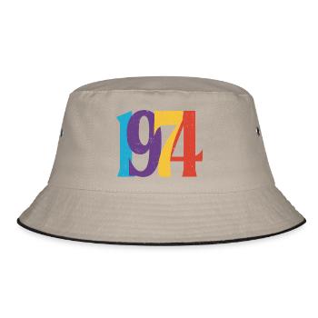 Geboren 1974 Geburtstagsgeschenk Geburtstag 74 - Bucket Hat - Khaki/Schwarz - Vorne