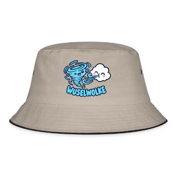 Wuselwolke – Lustiges Wind & Wolken Kinder Motiv - Bucket Hat - Khaki/Schwarz - Vorne