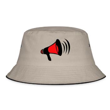 mega, megaphone, megaphone, demonstrate, call, cry - Bucket Hat - khaki/black - Front