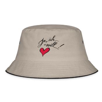 Ja, ich will! - Bucket Hat - Khaki/Schwarz - Vorne