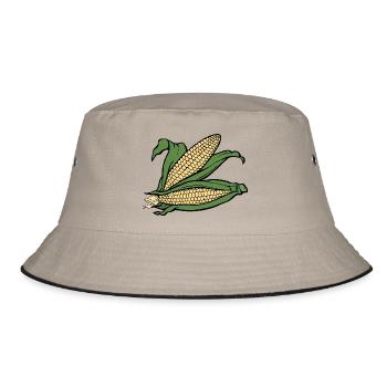 mais corn maize getreide veggie gemuese vegetables - Bucket Hat - Khaki/Schwarz - Vorne