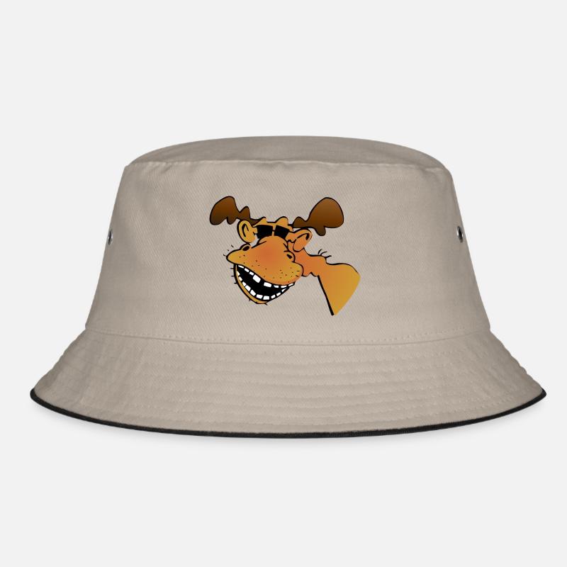 Elch mit Sonnenbrille - Bucket Hat - Khaki/Schwarz