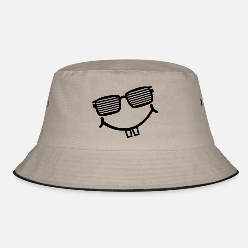 cool smiley with shutter shades Bucket Hat