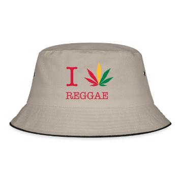 reggae - Bucket Hat - Khaki/Schwarz - Vorne