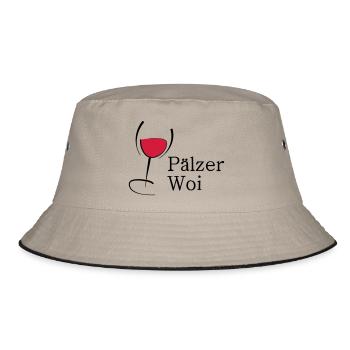 Pälzer Woi Weinglas - Bucket Hat - Khaki/Schwarz - Vorne