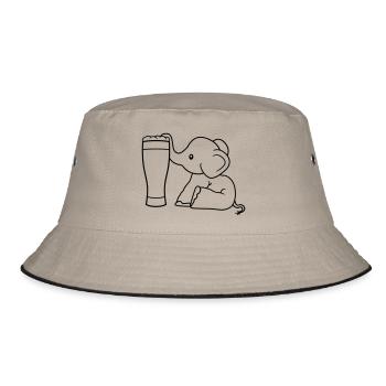 alcohol elephant beer suck drink thirst drunk - Bucket Hat - khaki/black - Front