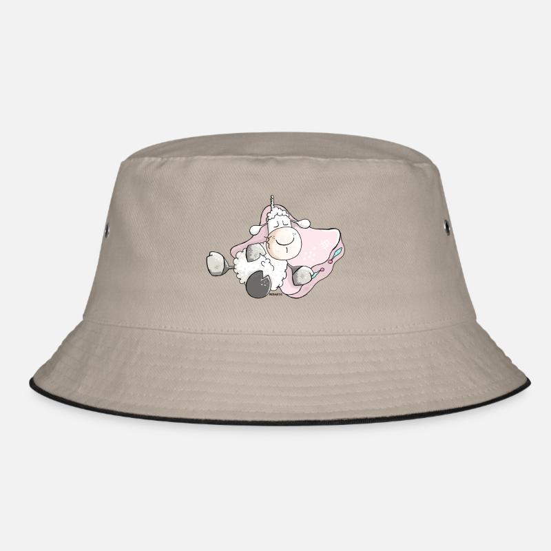 Verträumtes Schlafschaf - Schafe - Bucket Hat - Khaki/Schwarz