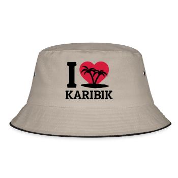 I love Karibik - Bucket Hat - Khaki/Schwarz - Vorne