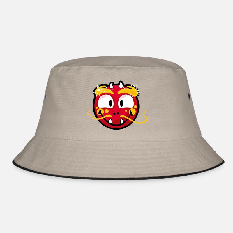 Smiley Dragon - Bucket Hat - khaki/black