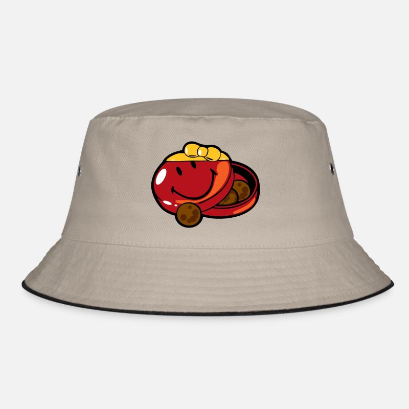 Smiley Chocolates Box - Bucket Hat - khaki/black