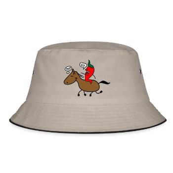 Pferd und Chilli - Bucket Hat - Khaki/Schwarz - Vorne