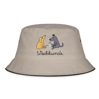 Wachhunde - Nur wach mit Kaffee - Bucket Hat - Khaki/Schwarz - Vorne