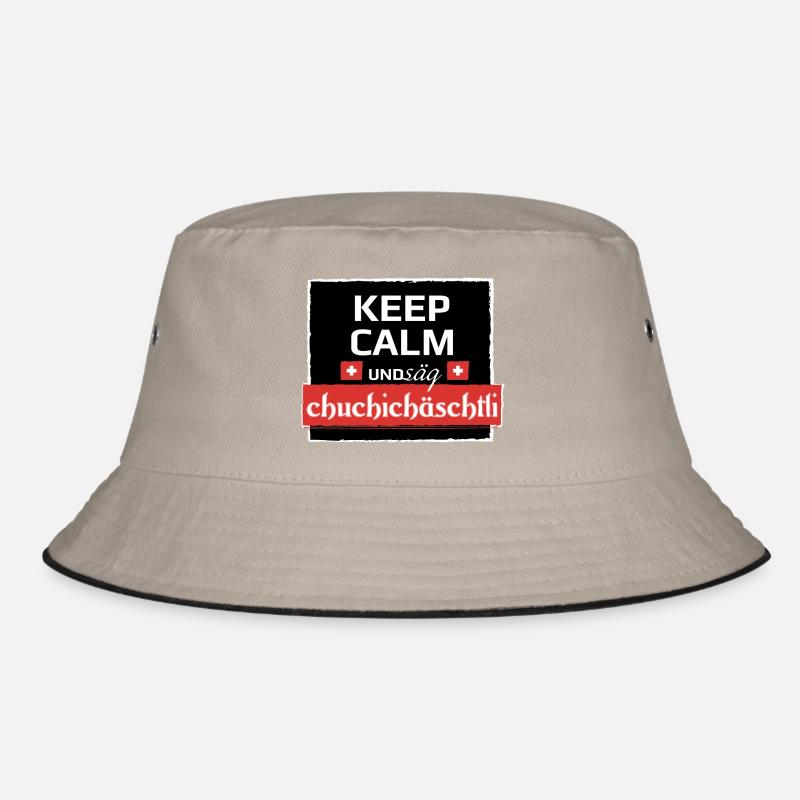 KeepCalm und Schweizerdeutsch - Bucket Hat - Khaki/Schwarz