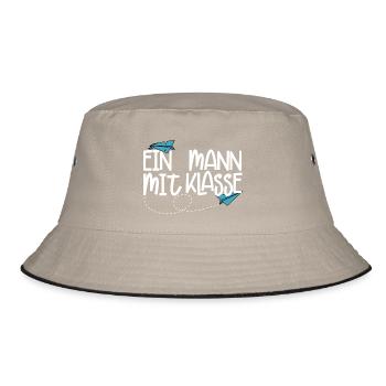 Ein Mann mit Klasse - (weiß) - Bucket Hat - Khaki/Schwarz - Vorne