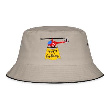 Hubschrauber Happy Birthday 3 - Bucket Hat - Khaki/Schwarz - Vorne