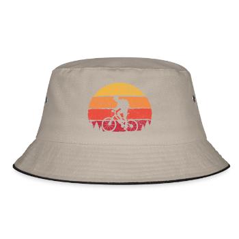 Twin Cyclist Sunset Silhouette - Bucket Hat - khaki/black - Front