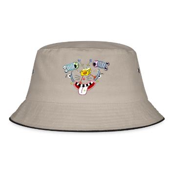 Funny picture, naughty clown chick face - Bucket Hat - khaki/black - Front
