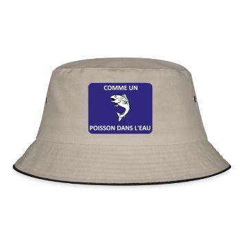 Wie ein Fisch im Wasser - Bucket Hat - Khaki/Schwarz - Vorne