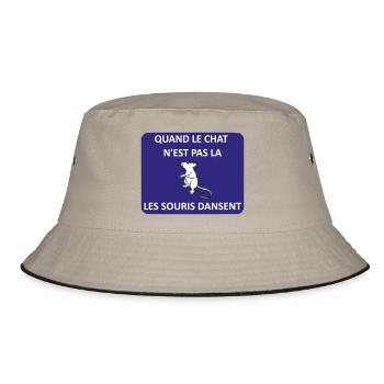 Wenn die Katze weg ist, spielen die Mäuse - Bucket Hat - Khaki/Schwarz - Vorne