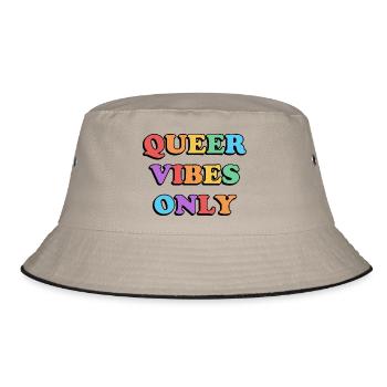 Queer Vibes Nur Regenbogenfarben - Bucket Hat - Khaki/Schwarz - Vorne