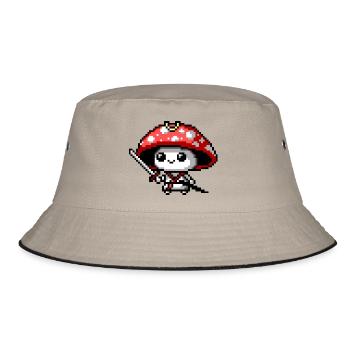 8bit Pilz-Samurai - Bucket Hat - Khaki/Schwarz - Vorne