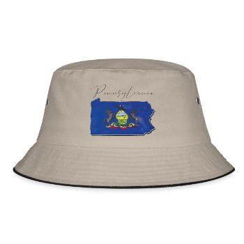 Pennsylvania Flag in Pennsylvania Map PA - Bucket Hat - khaki/black - Front